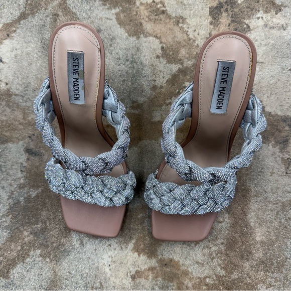 Steve Madden Size 9 Silver Braided Heels - Picture 6 of 11